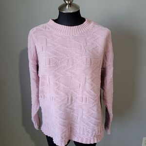 Vintage 1980s pink geometric knit cotton sweater